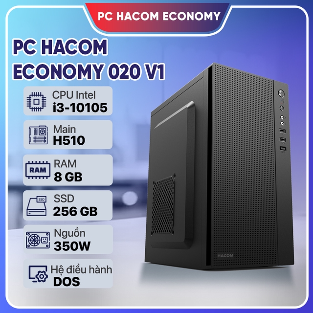 PC HACOM ECONOMY 020 V1 ( Intel I3 10105 / 8GB RAM / 256 GB SSD )