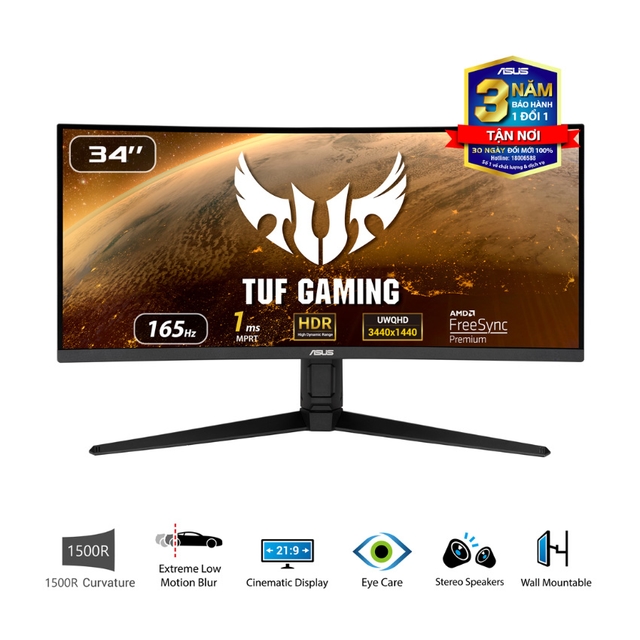Màn hình ASUS TUF VG34VQL3A (34 inch/WQHD/VA/180Hz/1ms/loa/cong)