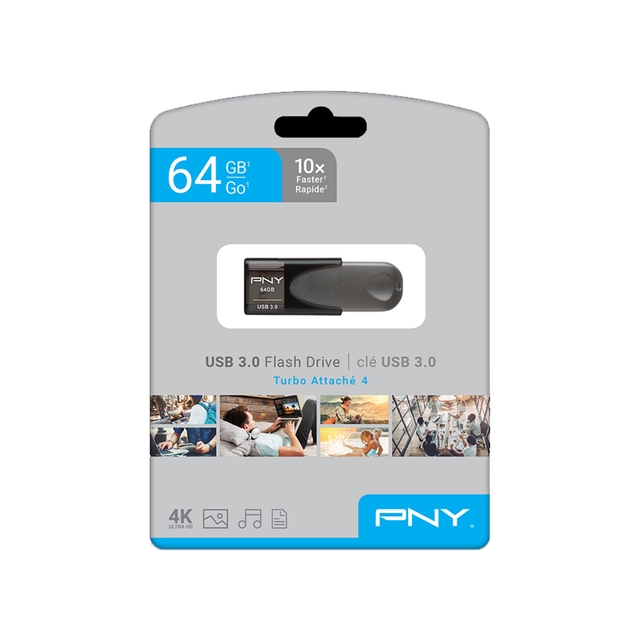 USB PNY Turbo Attaché 4 64GB USB 3.2 Màu Đen (P-FD64GTBAT4-GE)
