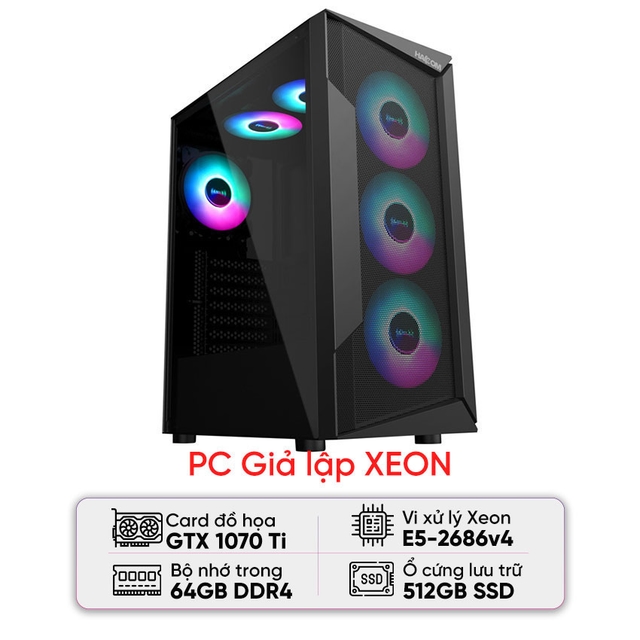 PC GIẢ LẬP XEON (E5-2686 V4/X99/64B RAM/512GB SSD/GTX 1070Ti/650W)