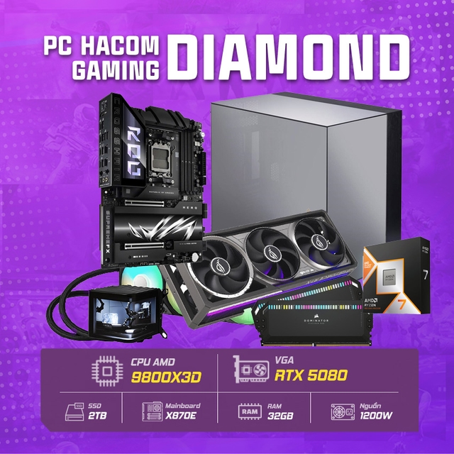 PC HACOM DIAMOND PRO MAX 002 ( RYZEN 9800X3D / VGA RTX 5080 ASTRAL )