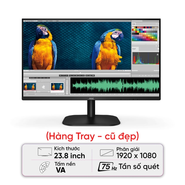 Màn hình AOC 24B2XHM/74 (23.8inch/FHD/VA/75Hz/6ms) - Cũ đẹp (Không vỏ hộp, kèm nguồn + HDMI )