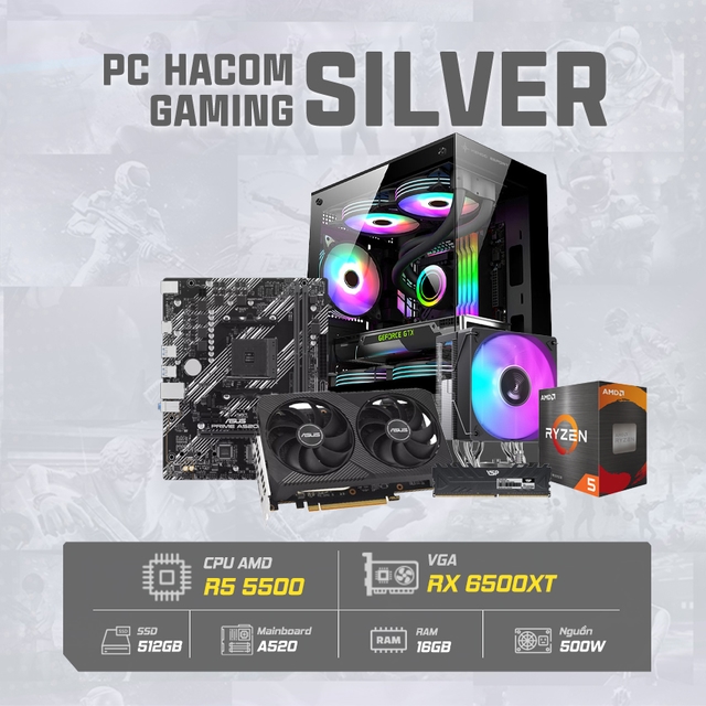 PC HACOM SILVER 010 ( Ryzen 5500 / VGA RX 6500 XT )