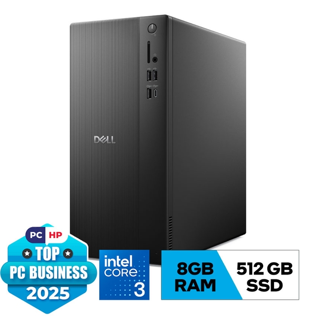 PC Dell Tower ECT1250 (i3 14100/8GB RAM DDR5/512GB SSD/WL+BT/K+M/180W/Win11) (71069157)