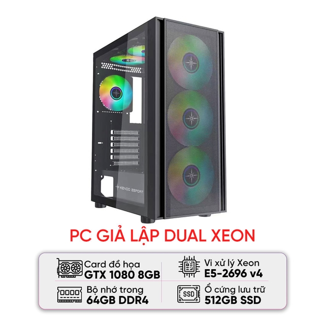 PC GIẢ LẬP DUAL XEON (E5-2696 V4/X99/64GB RAM/512GB SSD/GTX 1080/750W)