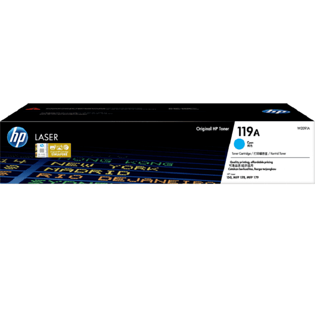 Hộp mực in HP 119A Cyn Original Laser - Màu xanh - Dùng cho máy in HP M155, HP MFP M182, HP MFP M183, M255nw, M255dw. 