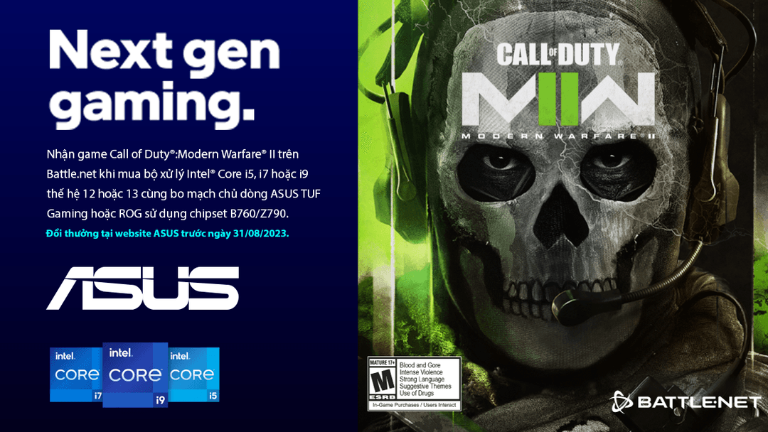NHẬN GAME CALL OF DUTY®: MODERN WARFARE® II KHI MUA COMBO INTEL CPU & BO MẠCH CHỦ ASUS ROG B760/Z790