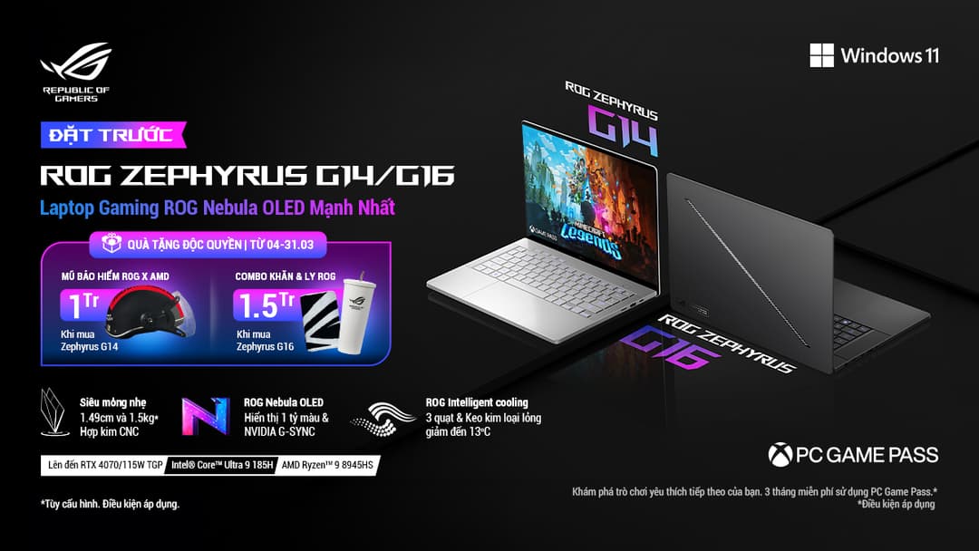 ĐẶT TRƯỚC ROG ZEPHYRUS G14/G16 - NHẬN QUÀ HẤP DẪN