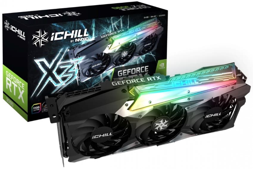 Card màn hình Inno3D RTX 3090 ICHILL X3 (24GB GDDR6X, 384-bit, HDMI+DP, 2x8-pin)
