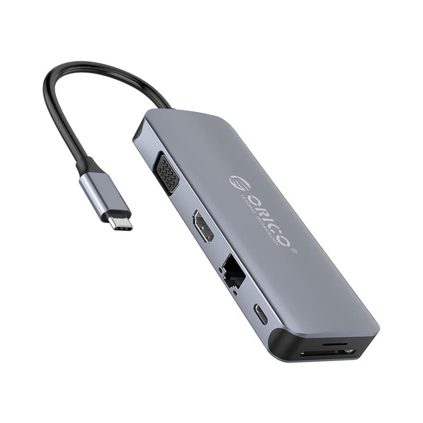 Cáp chuyển đổi 11 trong 1 ORICO MC-U111P (Từ TypeC sang PD3.0*1; USB3.0*4 ; TF3.0/SD3.0*1; VGA*1； HDMI*1; LAN*1;Audio*1)