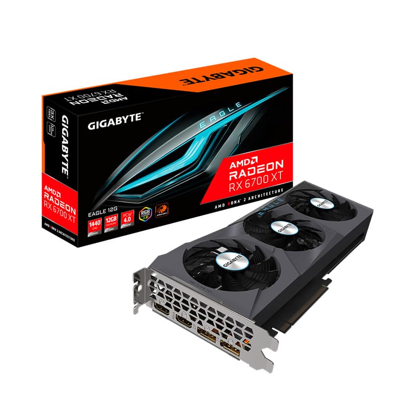 Card màn hình Gigabyte RX 6700 XT EAGLE-12GD (12GB GDDR6, 192-bit, DVI+HDMI, 1x8-pin, 1x6-pin)