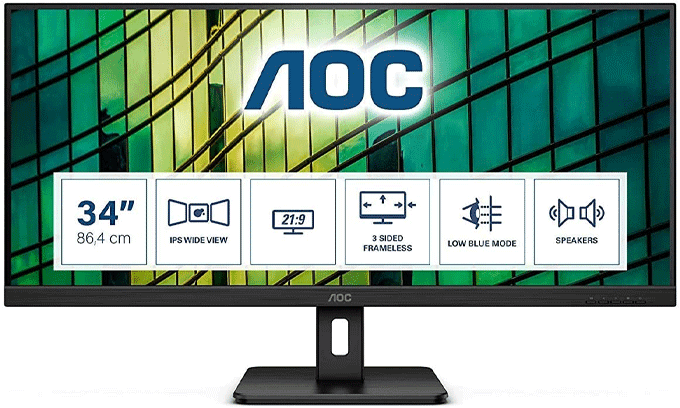 Màn hình AOC Q34E2A/74 (34inch/UWHD/IPS/75Hz/4ms/300nits/HDMI+DP/Loa)