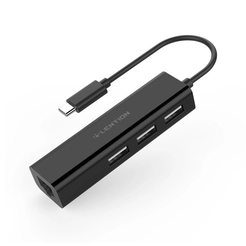 Cáp chuyển đổi từ USB Type C sang 3 cổng USB 2.0 và 1 Lan 10/100 Lention CB-USB-HUB-BLK 