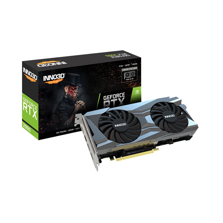 Card màn hình Inno3D RTX2060 TWIN X2 OC - 12GD (12GB GDDR6, 192-bit, HDMI+DP, 1x8-pin)
