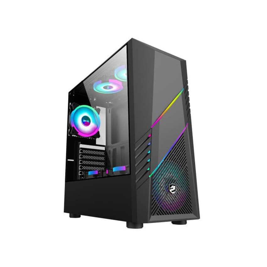 Vỏ Case Vitra Poseidon R15 RGB Black (Mid Tower/Màu Đen/Kèm Sẵn 3 Fan / Dải Led RGB)