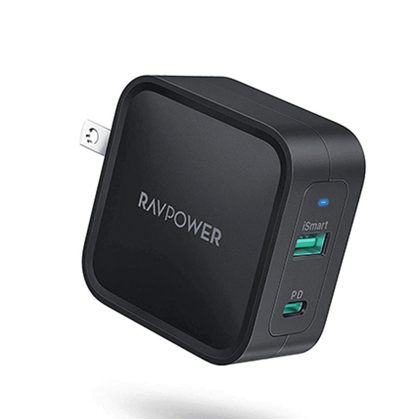 Củ sạc nhanh RavPower Pioneer RP-PC133 - PD 65W - 01 cổng Type C + 01 cổng USB - Màu đen
