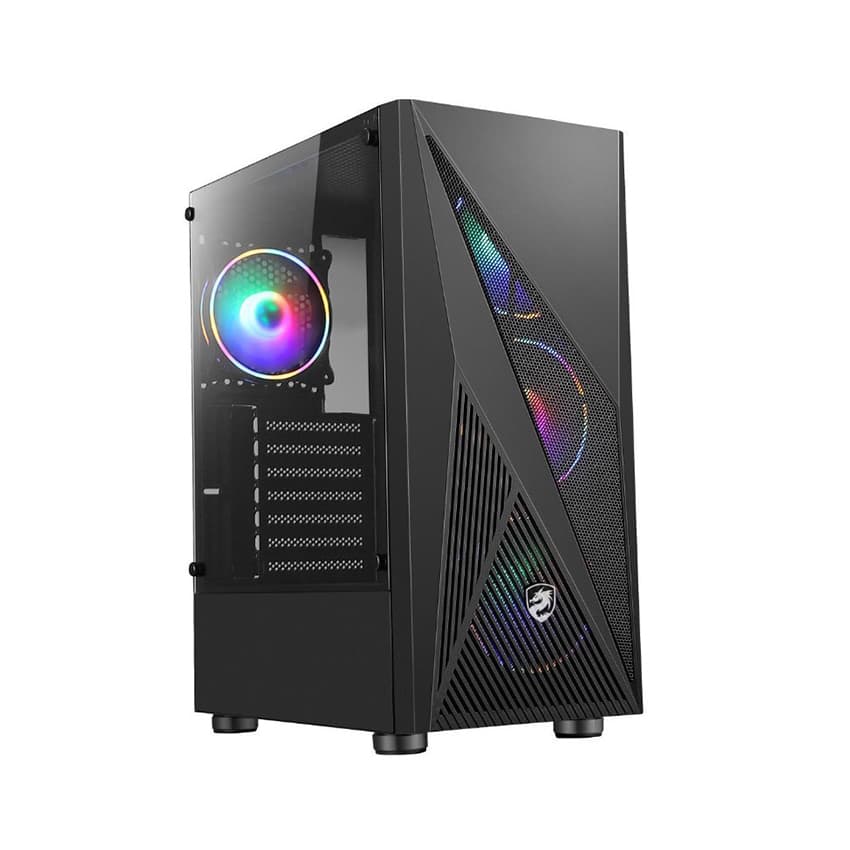 Vỏ Case Vitra POSEIDON R12 BLACK  (Mid Tower/Màu Đen/Kèm 3 Fan RGB)