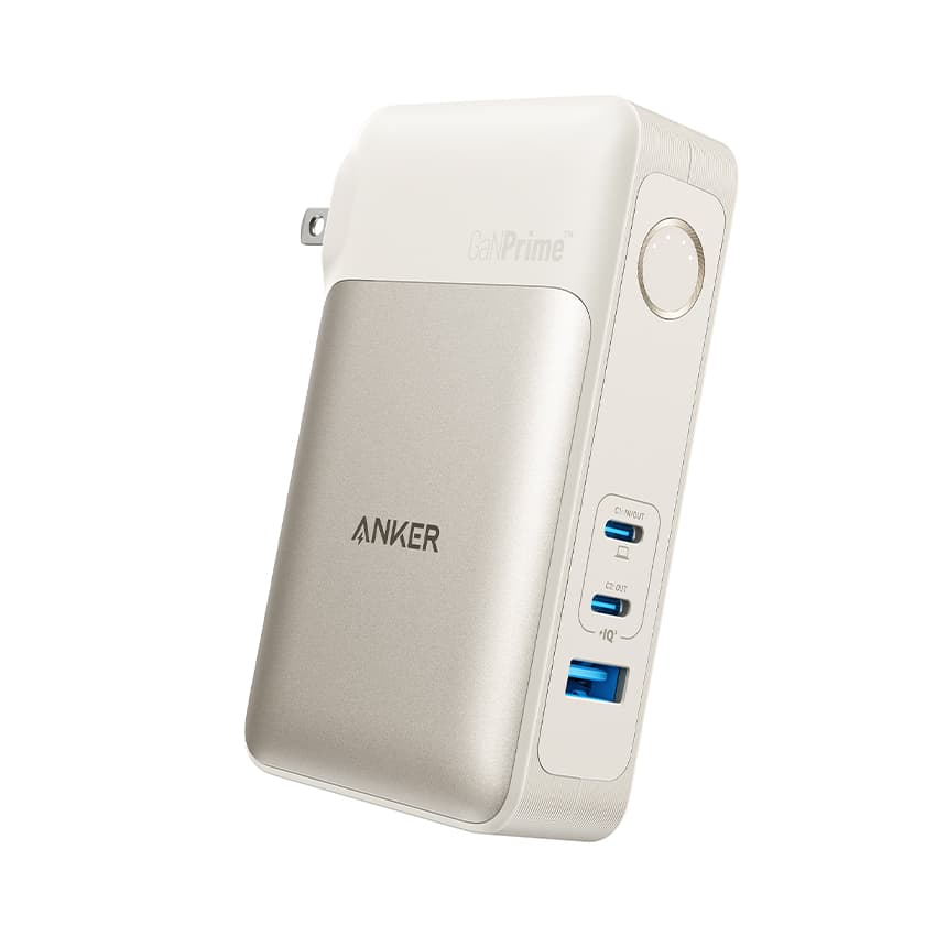 Củ sạc nhanh kiêm sạc dự phòng 10.000 mAh Anker 733 GaNPrime PowerCore A1651 - PD 65W - 01 cổng Type A + 02 cổng Type C - Màu trắng