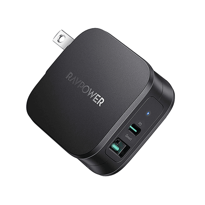 Củ sạc nhanh RavPower Pioneer RP-PC144 - PD 30W - 01 cổng Type C + 01 cổng USB - Màu đen