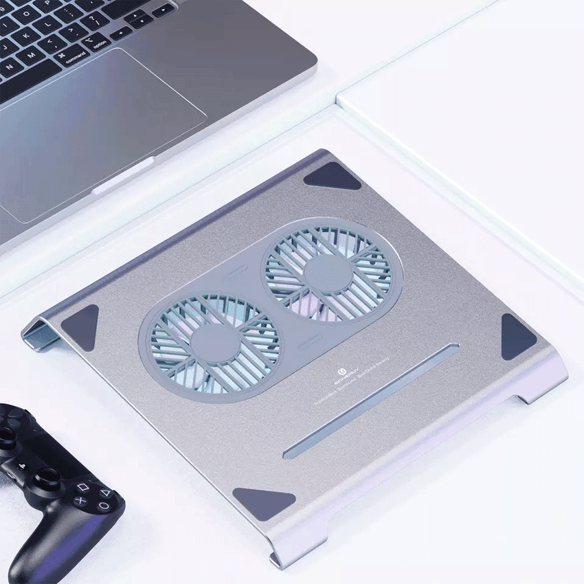 Giá Đỡ LAPTOP MACBOOK iPAD Kiêm Đế Tản Nhiệt Boneruy P71F 11-15.6 inch 2 quạt Led  màu Xám/Bạc