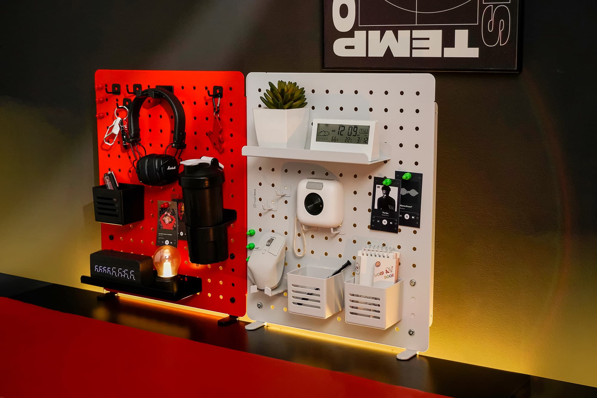Giá/Bảng treo đồ đa năng Pegboard HyperWork PG-02 kẹp bàn, màu trắng