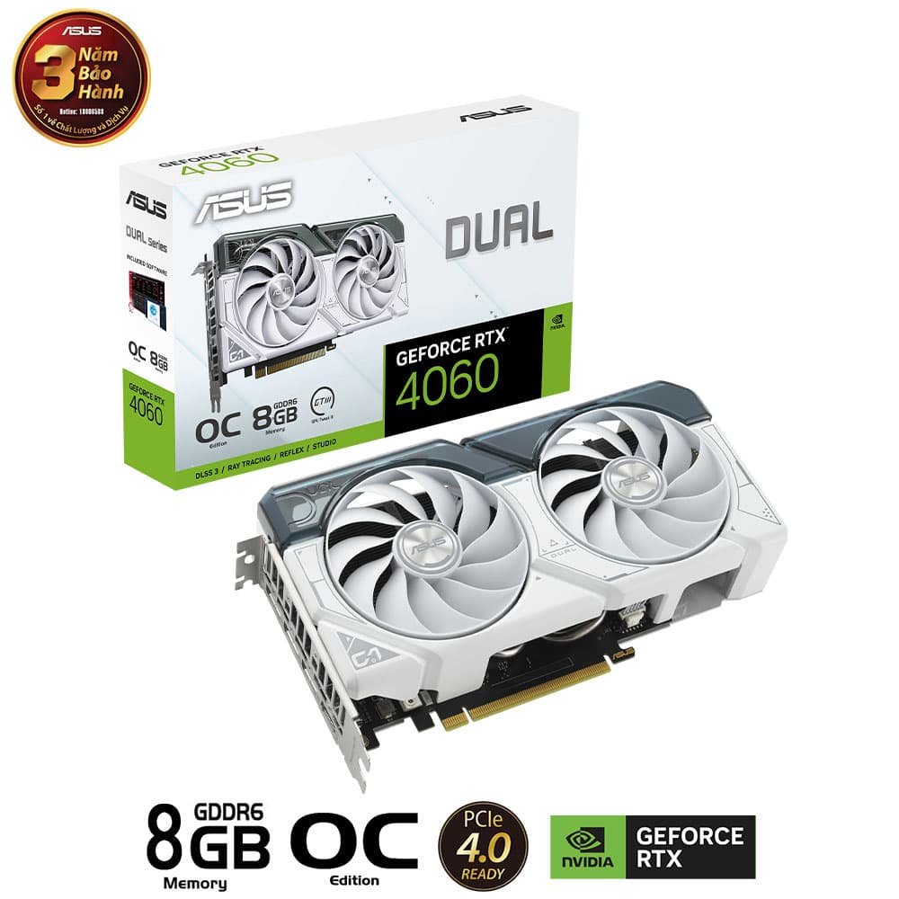 Card màn hình Asus DUAL-RTX4060-O8G WHITE