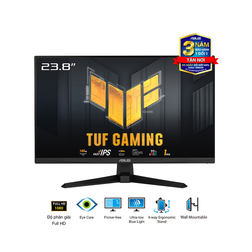 Màn hình Gaming ASUS TUF VG249Q3A (23.8 inch/FHD/Fast IPS/180Hz/1ms/Loa)