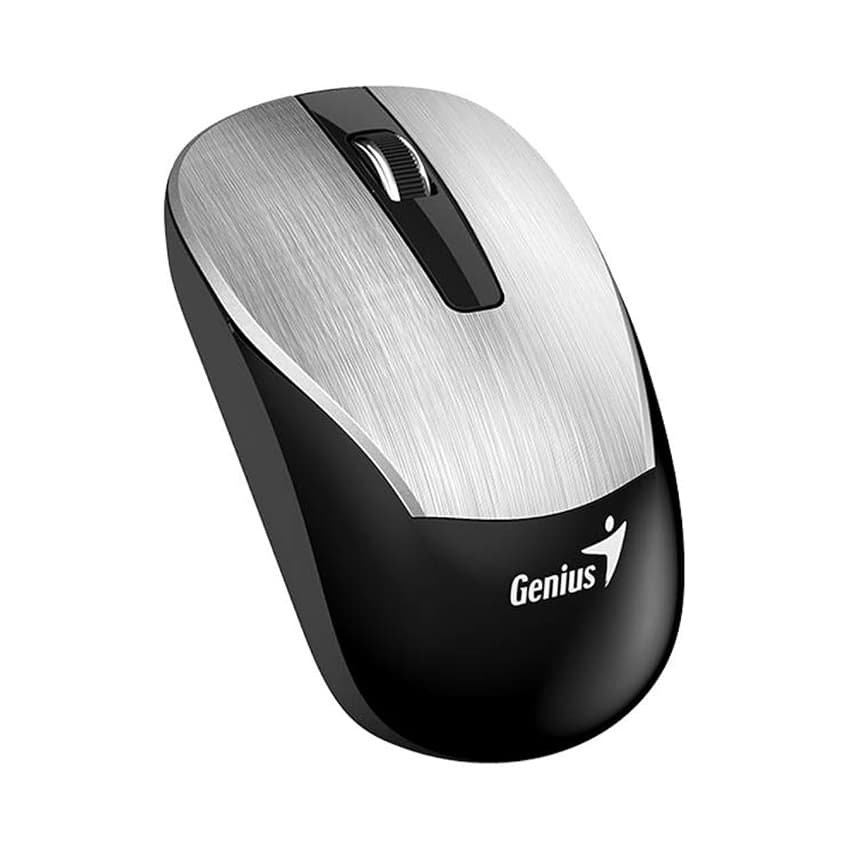 Chuột không dây Genius ECO-8015 Bạc (Pin sạc vỏ kim loại/Wireless 2.4GHz/BlueEye)
