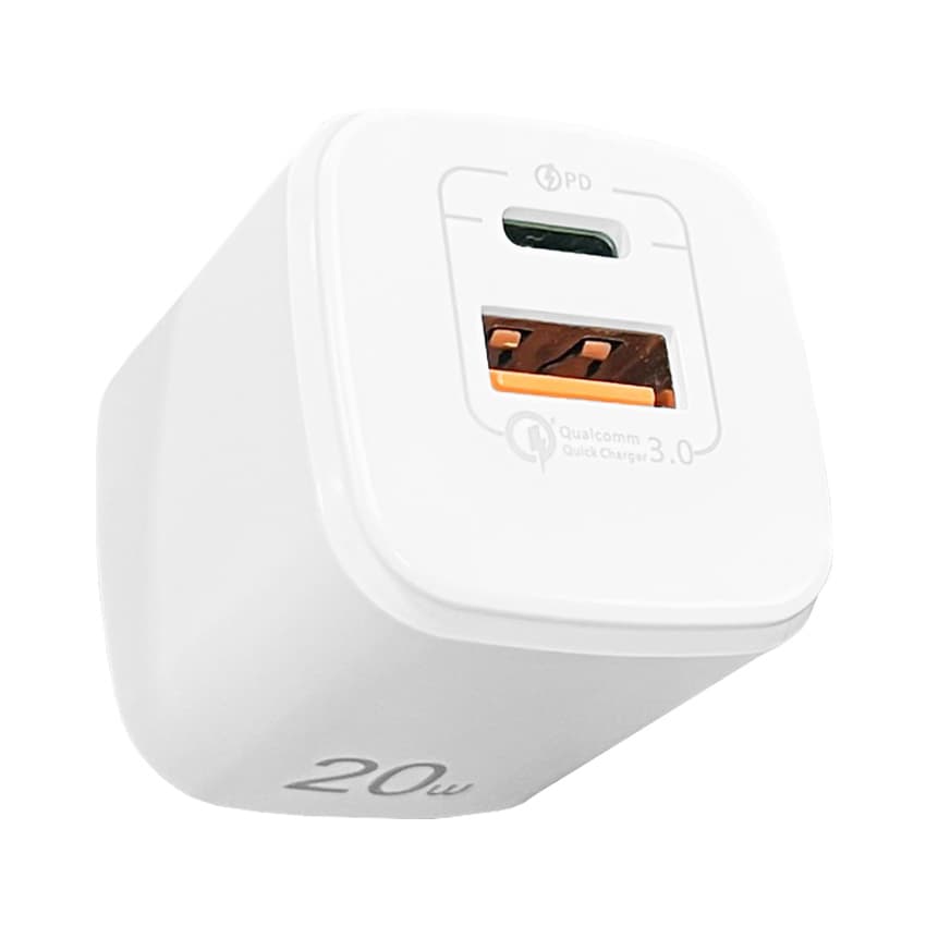 Củ sạc nhanh Bison BCH-001 - PD 20W - 01 cổng Type C + 01 cổng USB - Màu trắng (SACP500)