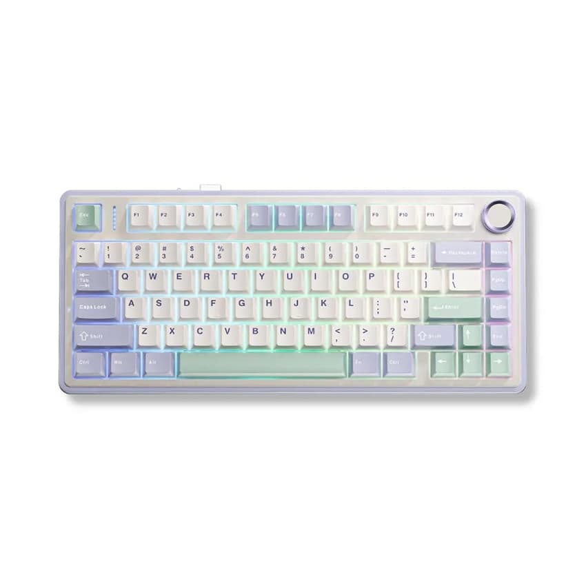 Bàn phím cơ AULA F75 (Tím nhạt/Be/Xanh lá), (3 Mode, Grey Wood V3 Switch)