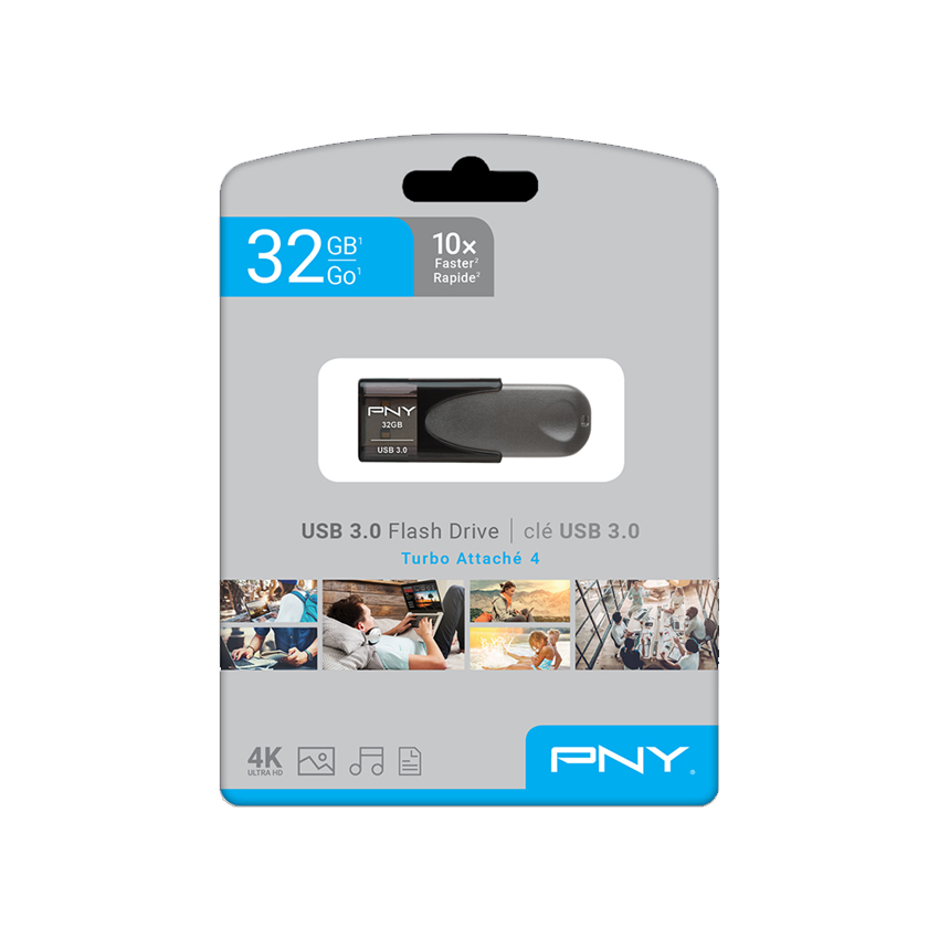 USB PNY Turbo Attaché 4 32GB USB 3.2 Màu Đen (P-FD32GTBAT4-GE)