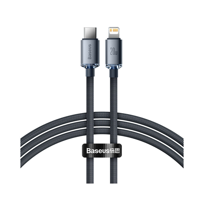 Cáp Baseus Crystal Shine USB-C to Lightning 1.2M Black