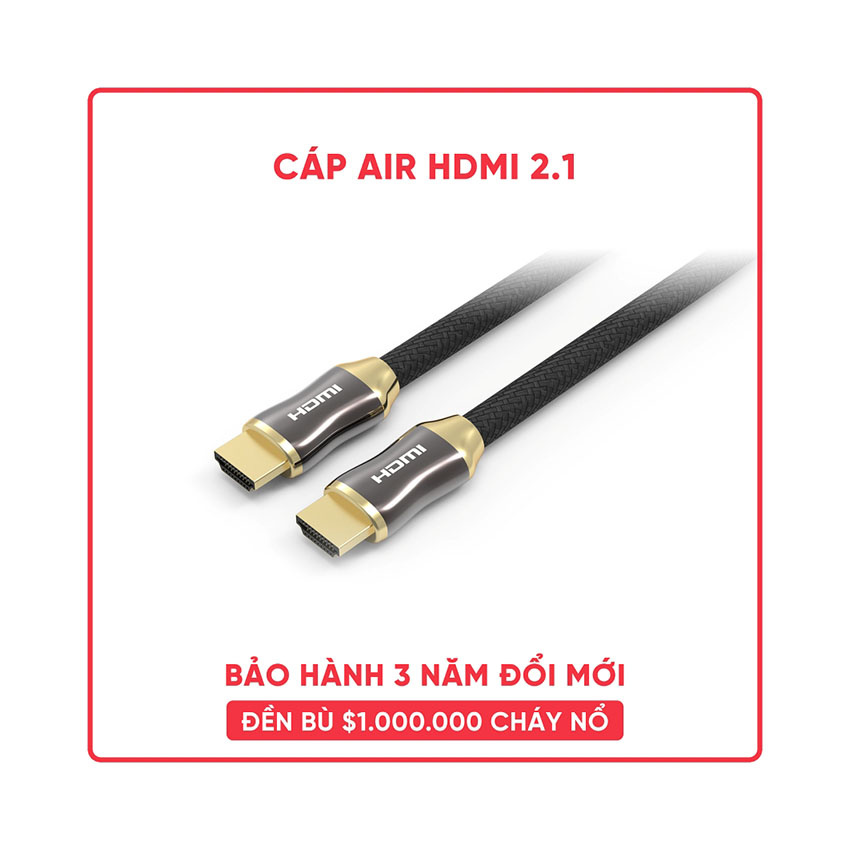 Cáp air HDMI 2.1 Feeltek CAH200BMH81F bọc nylon + vỏ kim loại hỗ trợ 8k@60hz + 4k@120hz - dài 2m