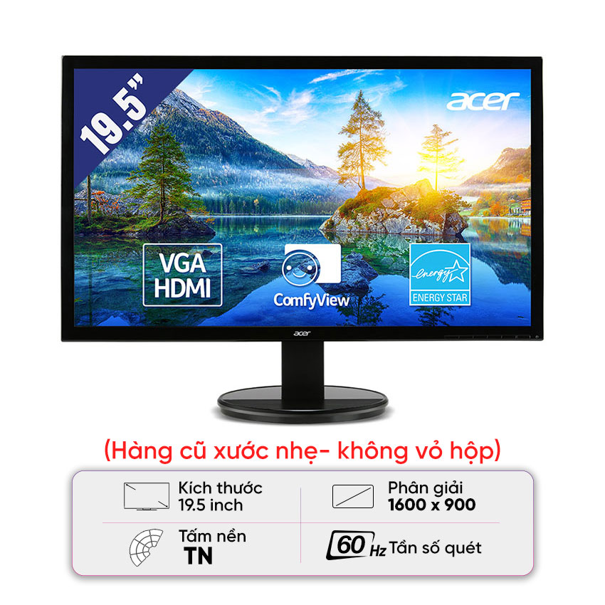 Màn hình Acer K202HQL (19.5 inch/HD+/TN/60Hz/5ms) - Cũ xước (Tray)