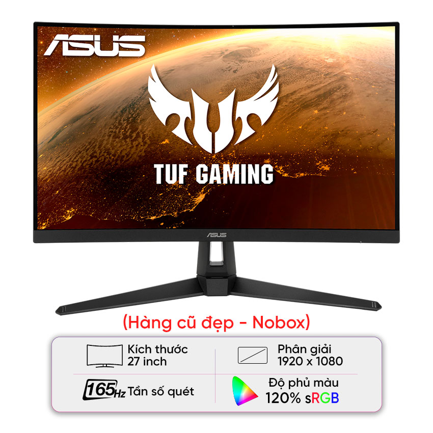Màn hình Gaming Asus TUF VG27VH1B (27 inch/FHD/VA/165Hz/1ms/Loa/Cong) - Cũ đẹp (Không vỏ hộp, Kèm dây nguồn, cáp HDMI)