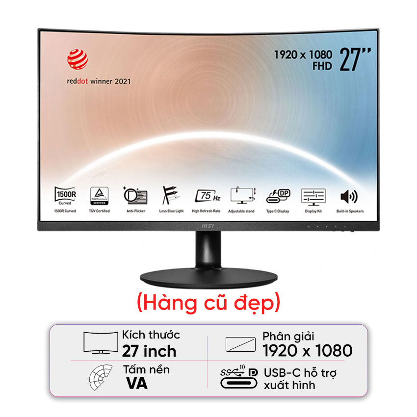 Màn hình MSI MD271CP (27 inch/FHD/VA/75Hz/4ms/Loa/Cong/USB TypeC) - Cũ đẹp (Box)