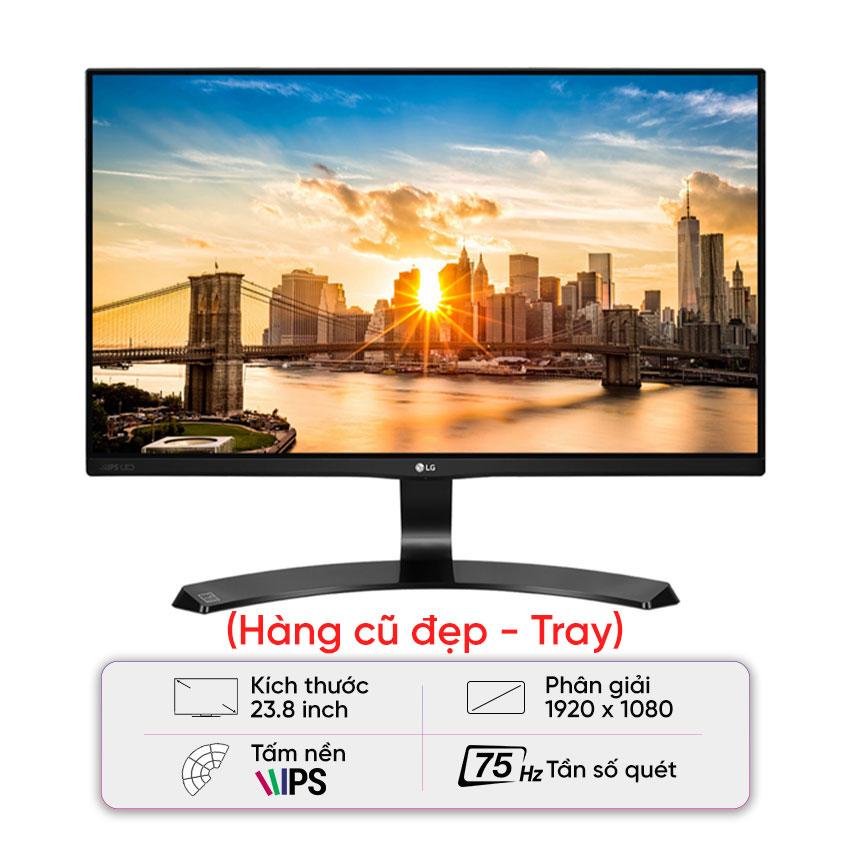 Màn hình LG 24MK600M-B (23.8 inch/FHD/IPS/75Hz/5ms/250nits/HDMI+VGA) - Cũ đẹp (Tray, kèm nguồn)