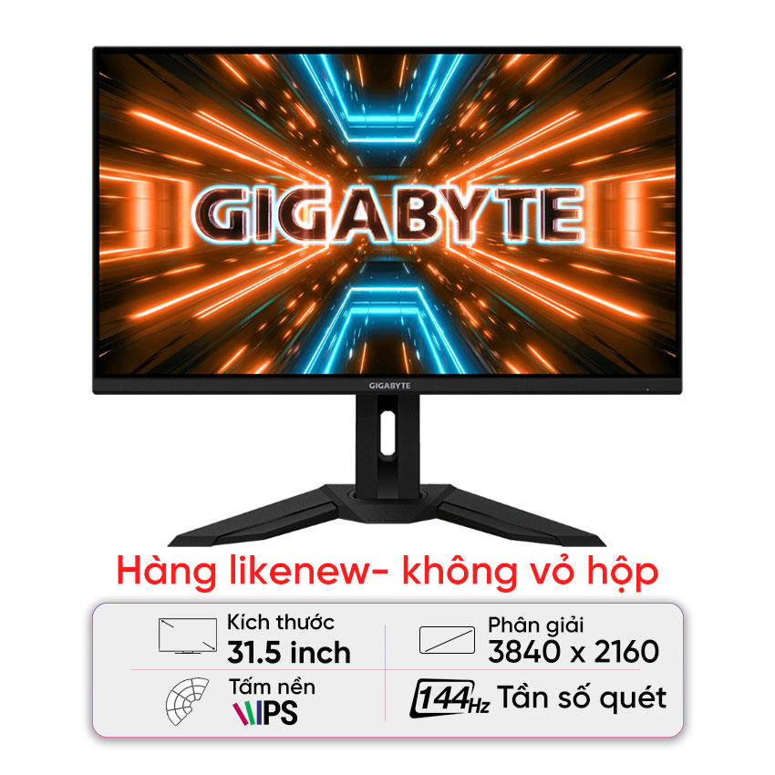 Màn hình Gaming Gigabyte M32U-EK (31.5 inch/UHD/IPS/144Hz/1ms/350 nits/HDMI+DP+USB+USBC/Loa) - Likenew (Không vỏ hộp, DN + cáp DP)