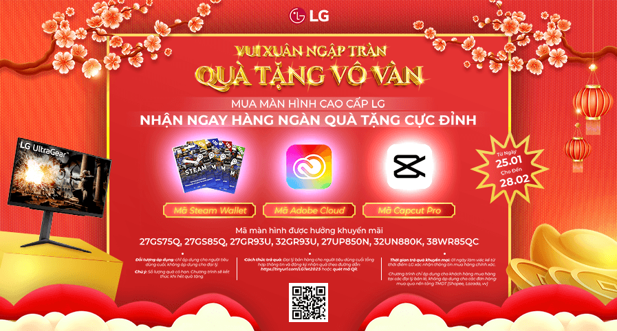 Mua màn hình LG tặng code steam, capcut